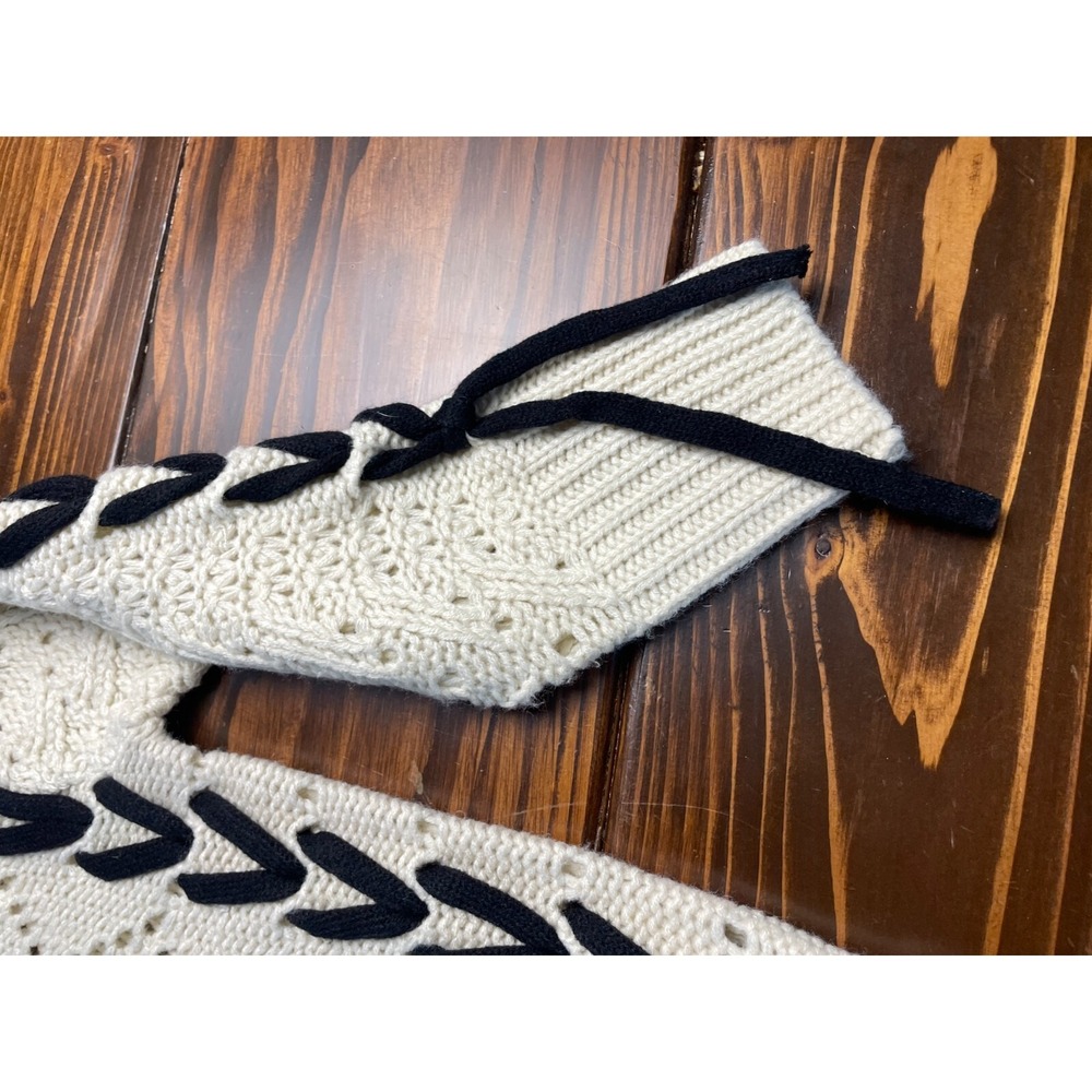 Retrod Sweater Women's Size Small Petite Cream Black Cable Knitted Ribbed Edges - Picture 4 of 8